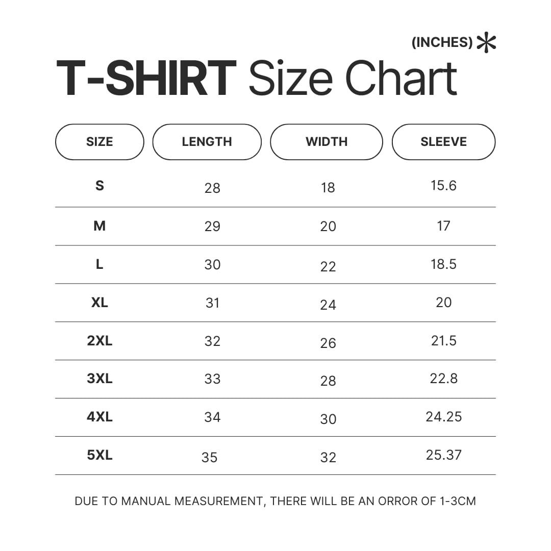 T shirt Size Chart - S.T.A.L.K.E.R. 2 Merch